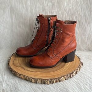 Pantanetti side zip heeled lace leather boots EU 38